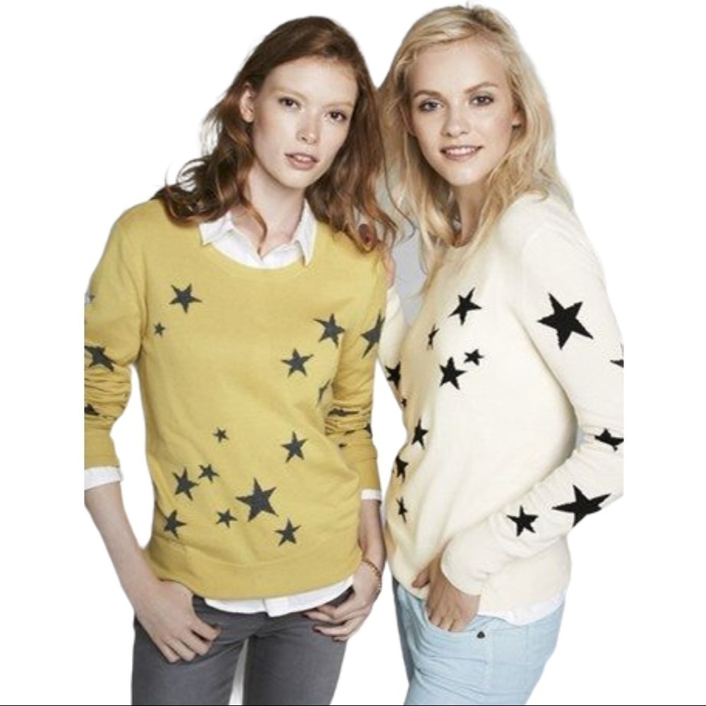 Halogen Star Print Crewneck Sweater - Mustard & Cream